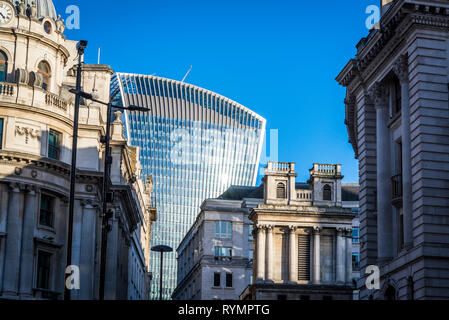 Walkie-talkie building behind traditional architecture,  City of London, England, UK Stock Photo