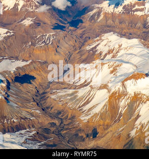 Somewhere above Afghanistan, close to Kabul. It was taken from an airplane. Stock Photo