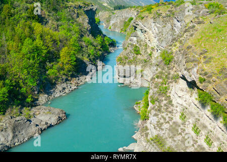 Kawarau River flowing through deep gorge in scenic Otago New Zealand Stock Photo