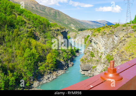 Kawarau River flowing through deep gorge in scenic Otago New Zealand Stock Photo