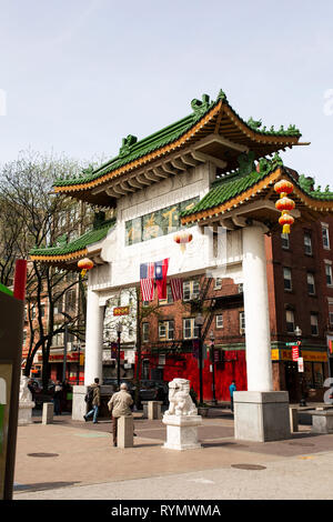 The Chinatown Gate on Beach Street in Boston, Massachusetts, USA. Stock Photo