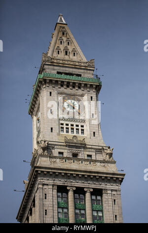 The top of the Custom House Tower in downtown Boston, Massachusetts, USA. This was the tallest building in Boston from the early 1900s to 1964. Stock Photo