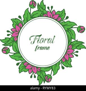 Vector illustration circular purple floral frame with greeting card or ...