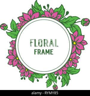 Vector illustration circular purple floral frame with greeting card or ...