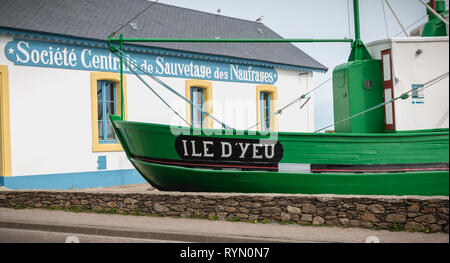 Port Joinville, France - September 16, 2018: Boat the Corsair on the harbor on a summer day. This boat is visited and symbolizes the Yeu island Stock Photo