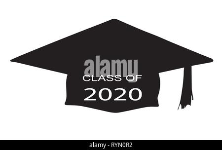 A cap with the legend Class of 2020 over a white background Stock Vector