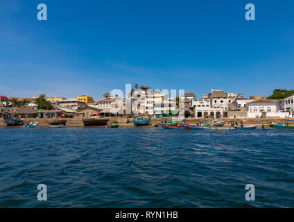 The old town seen from the sea, Lamu county, Lamu town, Kenya Stock Photo