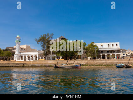 The old town seen from the sea, Lamu county, Lamu town, Kenya Stock Photo