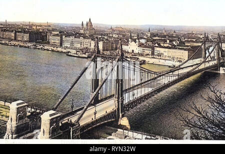 Historical images of Elisabeth Bridge, Budapest, 1904, Elisabeth, Brücke über die Donau, Hungary Stock Photo