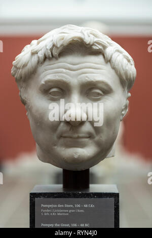Copenhagen. Denmark. Portrait bust of Pompey the Great. Ny Carlsberg Glyptotek.  Gnaeus Pompeius Magnus 106 BCE-48 BCE, Roman statesman and military l Stock Photo