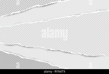 Torn squared white horizontal paper strips with space for text. Vector illustration background Stock Vector