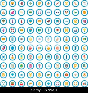 100 gambling icons set, cartoon style Stock Vector