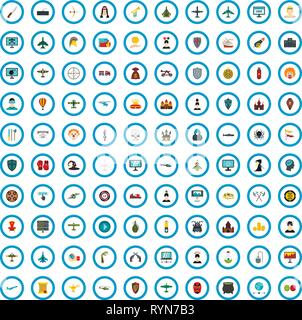 100 gaming icons set, flat style Stock Vector