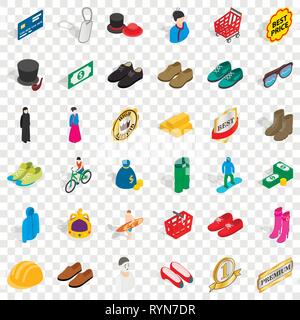 Clothes icons set, isometric style Stock Vector