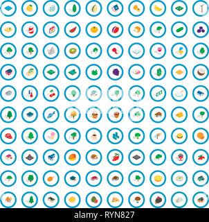100 garden icons set, isometric 3d style Stock Vector