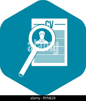 Magnifying glass over curriculum vita icon Stock Vector
