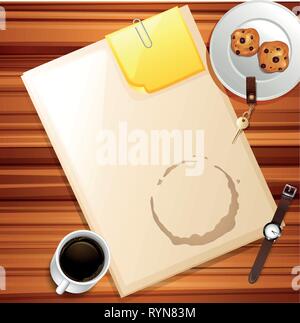 A top view of work space illustration Stock Vector