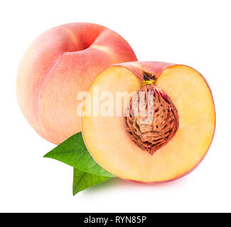 Fresh peach isolated on white background Stock Photo