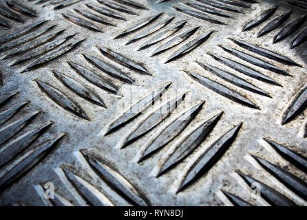 Texture of non slip metal checker plate Stock Photo