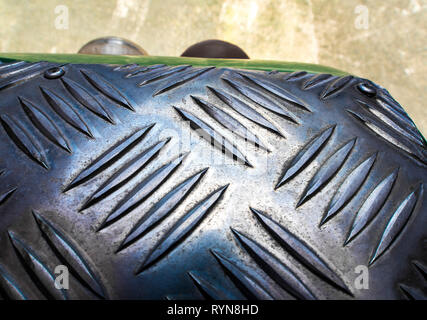Texture of old vehicle part made by Aluminum Checker plate Stock Photo