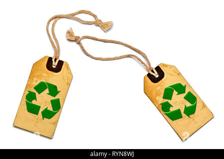 Two natural label tags isolated on white background Stock Photo
