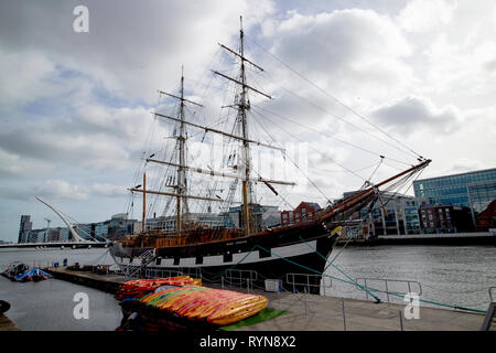 Jeanie Johnston Tall Ship replica of an Irish immigration ship Dublin Republic of Ireland Europe Stock Photo