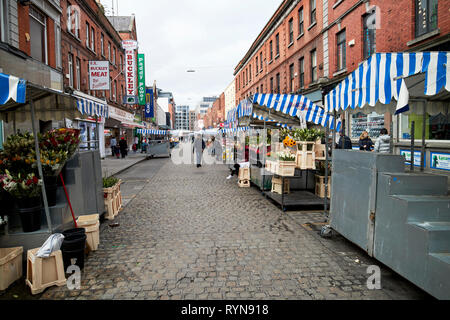 Looking along moore street from henry street Dublin Republic of Ireland Europe Stock Photo