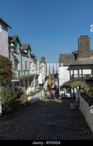 Clovelly, North Devon, England, UK. March 2019. Clovelly a tiny coastal town with a main street which is cobbled and goes very steeply to the seafront Stock Photo