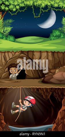 Boy scout exploring the cave Stock Vector Image & Art - Alamy