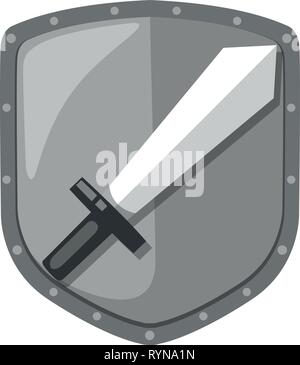 Isolated sword shield logo illustration Stock Vector