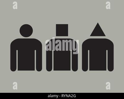 Different personalities, being different. concept vector, stick figures Stock Vector