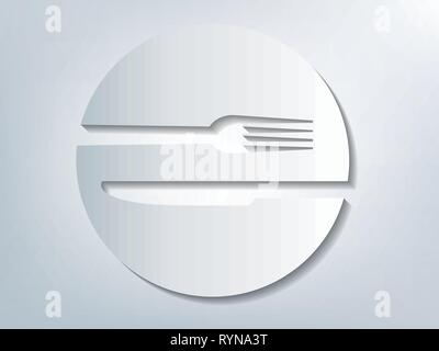 Plate and cutlery with 3D effect Stock Vector