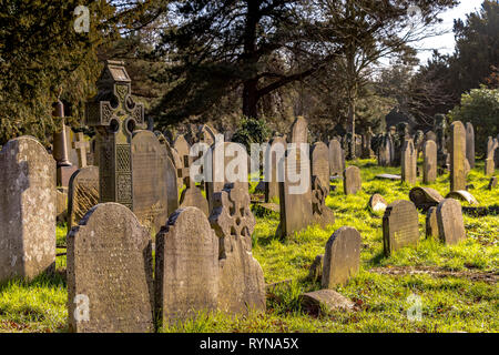 Graves and headstones in Brompton Cemetery in the Royal Borough of Kensington and Chelsea, SW London, London ,UK Stock Photo
