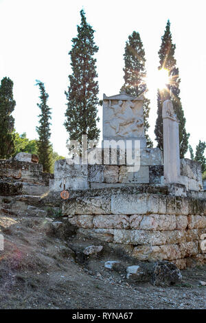 ancient Tombstone on Kerameikos graveyard, Athens, Greece Stock Photo