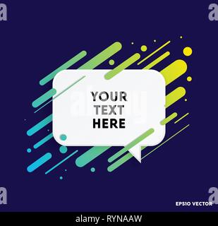 Vector background with paper card and abstract colorful shapes. Trendy neon lines and circles wallpaper in a modern material design style. Stock Vector