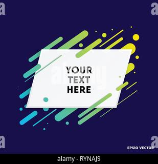 Vector background with paper card and abstract colorful shapes. Trendy neon lines and circles wallpaper in a modern material design style. Stock Vector