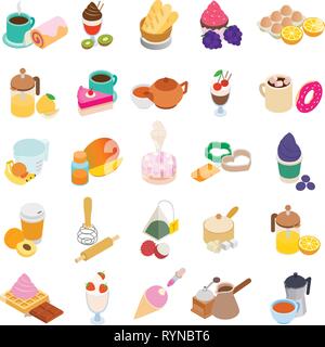 Sweet dessert icons set, isometric style Stock Vector