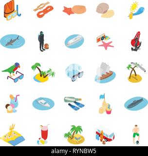 Set with isolated isometric underwater world mermaid icons with ...