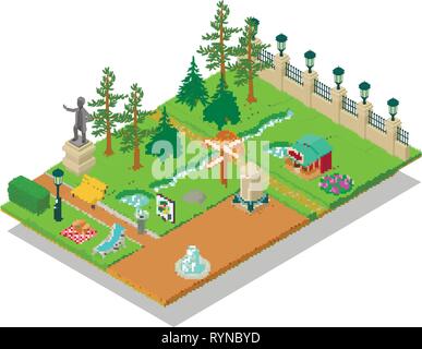 Parkland concept banner, isometric style Stock Vector