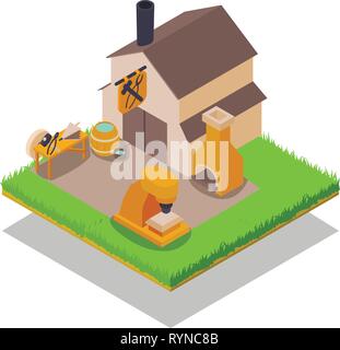 Smithy concept banner, isometric style Stock Vector