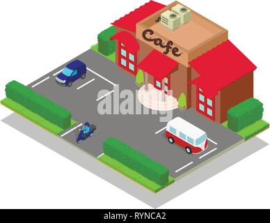 Cafe concept banner, isometric style Stock Vector