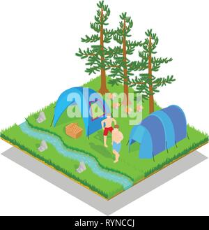 Carousal concept banner, isometric style Stock Vector
