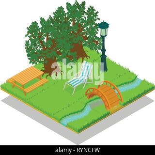 Picturesque place concept banner, isometric style Stock Vector