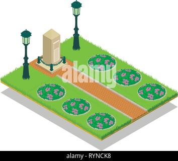 Alley concept banner, isometric style Stock Vector