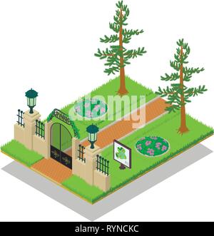 Alleyway concept banner, isometric style Stock Vector