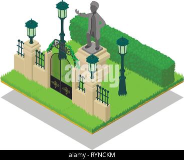 Memorial concept banner, isometric style Stock Vector
