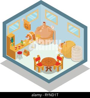 Pub concept banner, isometric style Stock Vector