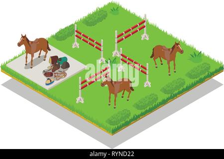 Gallop concept banner, isometric style Stock Vector