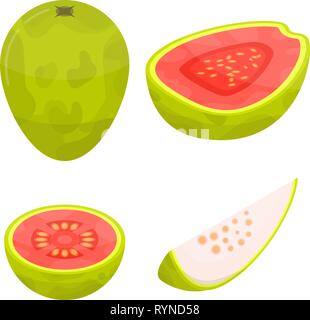 Guava icons set, isometric style Stock Vector