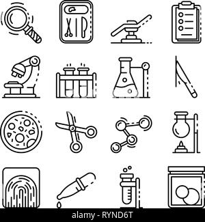 Forensic laboratory icons set, outline style Stock Vector